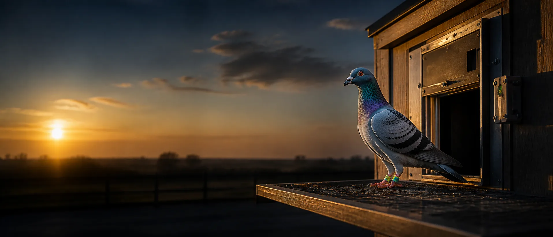 Pombo de competição retornando ao pombal
